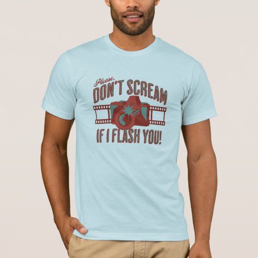 Retro Grappige zin Fotografie Camera Flash T-shirt (Voorkant)