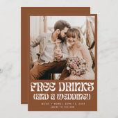 Retro Gratis Drinken Rust Terracotta Bruiloft Save The Date (Voorkant / Achterkant)