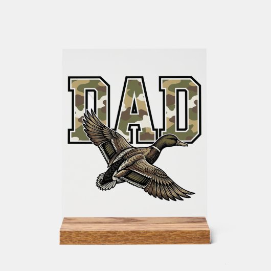 Retro Gravure Eend Vader Camo Vector Shirt Ontwerp Acryl Bord (Voorkant)