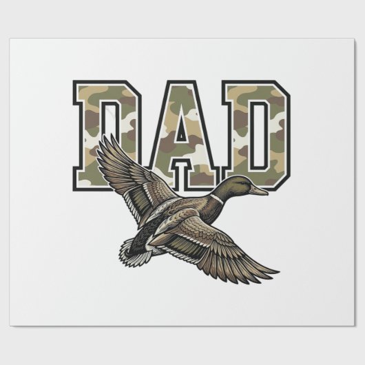 Retro Gravure Eend Vader Camo Vector Shirt Ontwerp Cadeaupapier (Vlak)