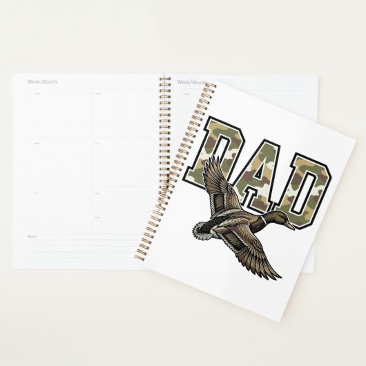Retro Gravure Eend Vader Camo Vector Shirt Ontwerp Planner (Display)