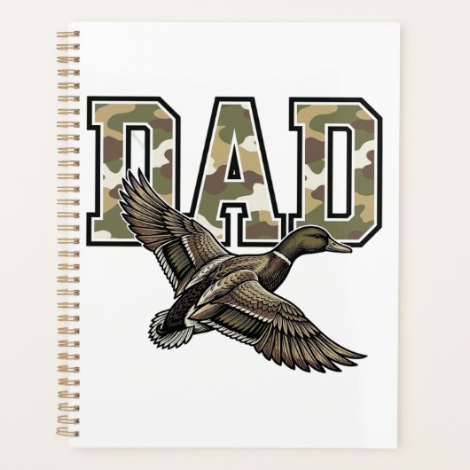 Retro Gravure Eend Vader Camo Vector Shirt Ontwerp Planner (Voorkant)