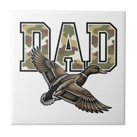 Retro Gravure Eend Vader Camo Vector Shirt Ontwerp Tegeltje (Voorkant)