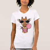 Retro Gravure Giraffe Bubblegum Vector Design_ T-shirt (Voorkant)