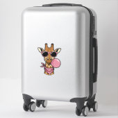 Retro Gravure Giraffe Bubblegum Vector Ontwerp_ Sticker (Koffer)