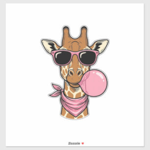 Retro Gravure Giraffe Bubblegum Vector Ontwerp_ Sticker