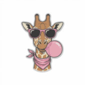 Retro Gravure Giraffe Bubblegum Vector Ontwerp_ Sticker (Voorkant)