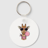 Retro Gravure Giraffe Bubblegum Vectorontwerp_ Sleutelhanger (Voorkant)