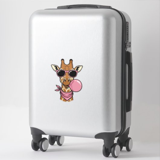 Retro Gravure Giraffe Bubblegum Vectorontwerp_ Sticker (Koffer)
