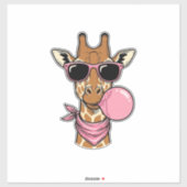 Retro Gravure Giraffe Bubblegum Vectorontwerp_ Sticker (Vel)
