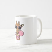 Retro Gravure Giraffe Bubblekauw Vectorontwerp_ Koffiemok (Voorkant rechts)