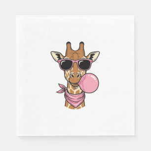 Retro Gravure Giraffe Bubblekauw Vectorontwerp_ Servet