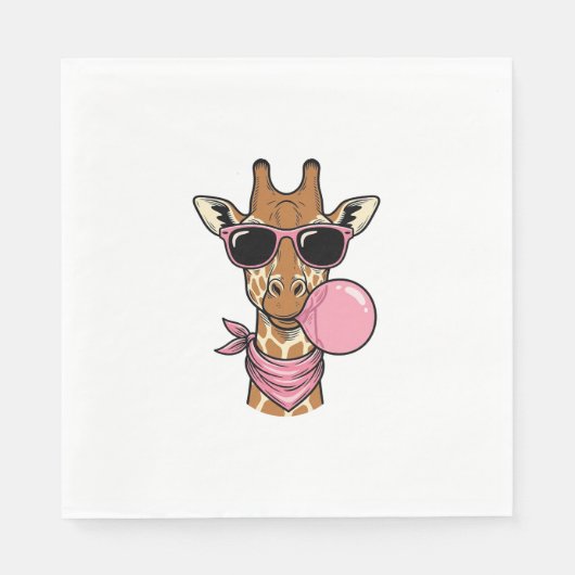 Retro Gravure Giraffe Bubblekauw Vectorontwerp_ Servet (Voorkant)