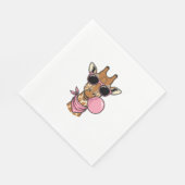 Retro Gravure Giraffe Bubblekauw Vectorontwerp_ Servet (Hoek)