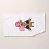 Retro Gravure Giraffe Bubblekauwgom Vectorontwerp_ Handdoek (Handdoek)