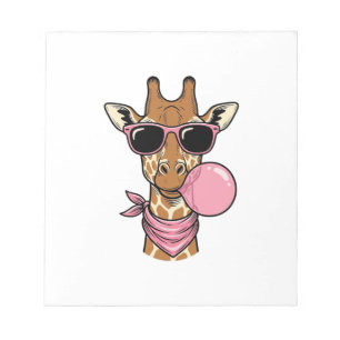 Retro Gravure Giraffe Bubblekauwgom Vectorontwerp_ Notitieblok