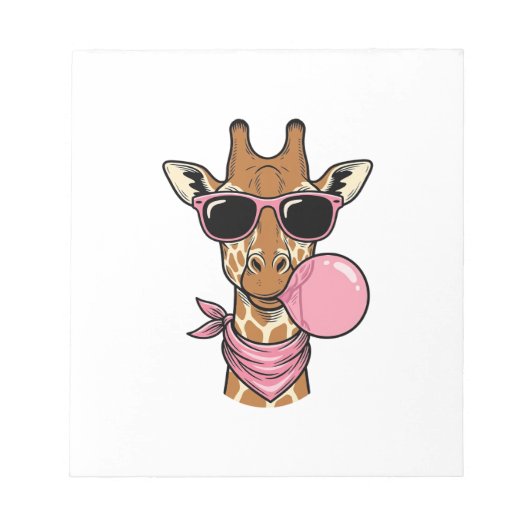 Retro Gravure Giraffe Bubblekauwgom Vectorontwerp_ Notitieblok (Voorkant)
