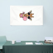 Retro Gravure Giraffe Bubblekauwgom Vectorontwerp_ Spandoek (Beurs)