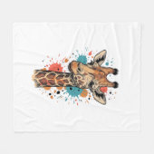 Retro Gravure Giraffe Kunst Wit T-Shirt Ontwerp ( Fleece Deken (Voorkant (Horizontaal))
