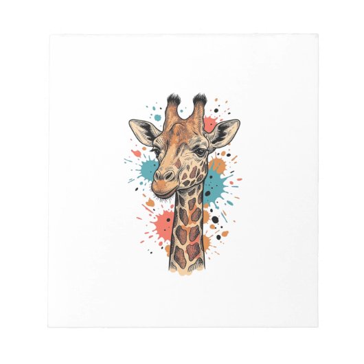 Retro Gravure Giraffe Kunst Wit T-Shirt Ontwerp ( Notitieblok (Voorkant)