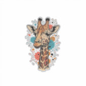Retro Gravure Giraffe Kunst Wit T-Shirt Ontwerp ( Sticker (Voorkant)