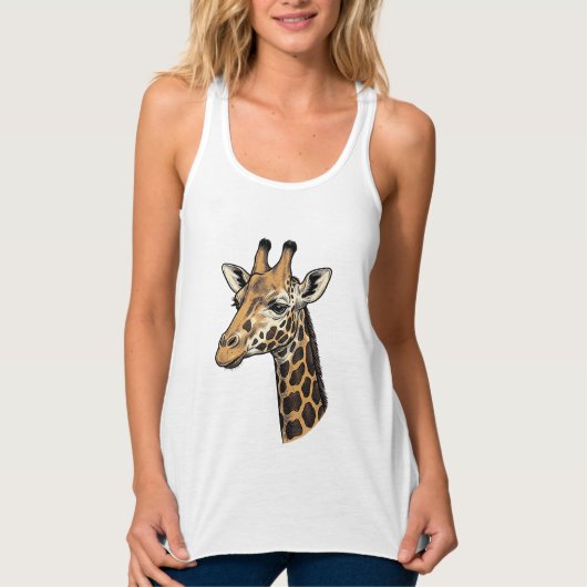 Retro Gravure Giraffe Portret Shirt Ontwerp (7 (Voorkant)