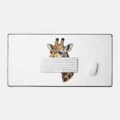 Retro Gravure Giraffe Portret Shirt Ontwerp (7 Bureaumat (Keyboard & Muis)