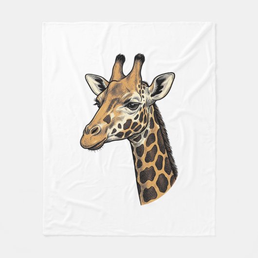 Retro Gravure Giraffe Portret Shirt Ontwerp (7 Fleece Deken (Voorkant)