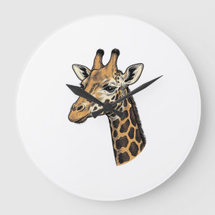 Retro Gravure Giraffe Portret Shirt Ontwerp (7 Grote Klok