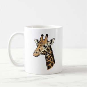 Retro Gravure Giraffe Portret Shirt Ontwerp (7 Koffiemok