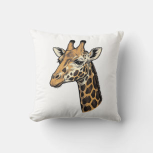 Retro Gravure Giraffe Portret Shirt Ontwerp (7 Kussen