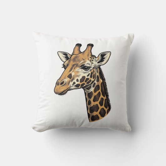 Retro Gravure Giraffe Portret Shirt Ontwerp (7 Kussen (Voorkant)