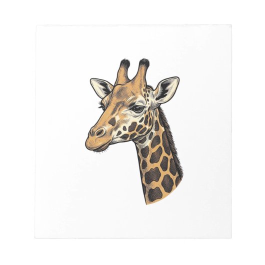 Retro Gravure Giraffe Portret Shirt Ontwerp (7 Notitieblok (Voorkant)