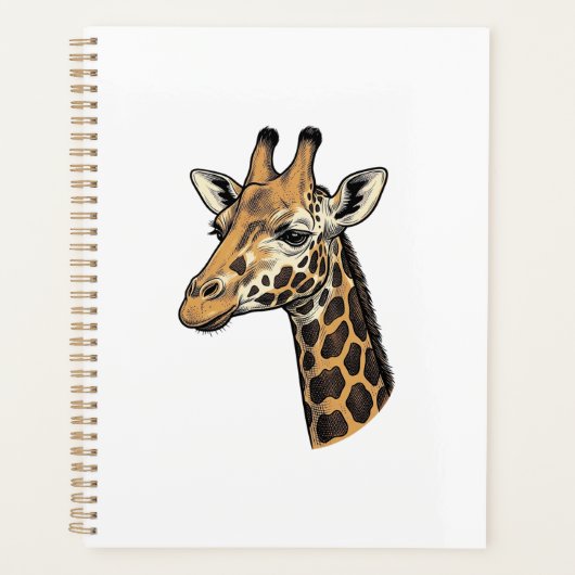 Retro Gravure Giraffe Portret Shirt Ontwerp (7 Planner (Voorkant)