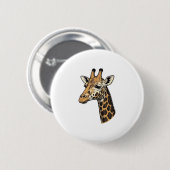 Retro Gravure Giraffe Portret Shirt Ontwerp (7 Ronde Button 5,7 Cm (Voorkant /achterkant)