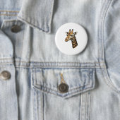 Retro Gravure Giraffe Portret Shirt Ontwerp (7 Ronde Button 5,7 Cm (In situ)