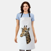 Retro Gravure Giraffe Portret Shirt Ontwerp (7 Schort (Gedragen)