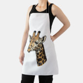 Retro Gravure Giraffe Portret Shirt Ontwerp (7 Schort (Insitu)