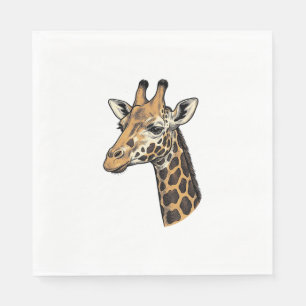 Retro Gravure Giraffe Portret Shirt Ontwerp (7 Servet