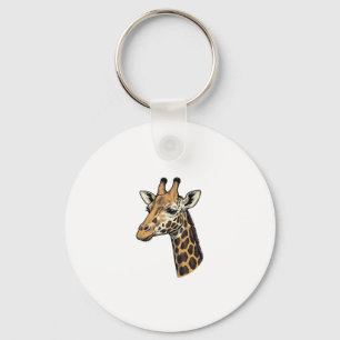 Retro Gravure Giraffe Portret Shirt Ontwerp (7 Sleutelhanger