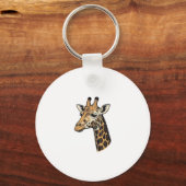 Retro Gravure Giraffe Portret Shirt Ontwerp (7 Sleutelhanger (Voorkant)