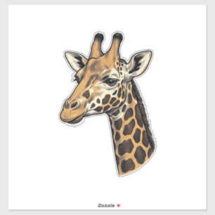 Retro Gravure Giraffe Portret Shirt Ontwerp (7 Sticker