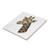 Retro Gravure Giraffe Portret Shirt Ontwerp (7 Tegeltje (Zijkant)