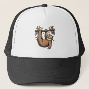Retro Gravure Luiaard Hart Regenboog Shirt Ontwerp Trucker Pet