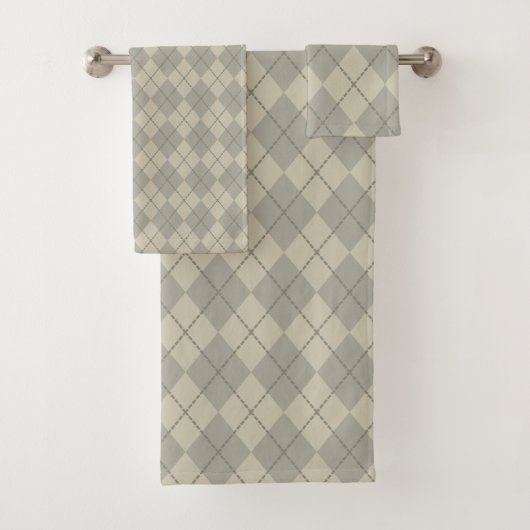 Retro Gray Argyle Bath Towels Set Gift Bad Handdoek (Insitu)
