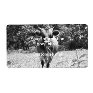 Retro Gray Bull Foto Etiket