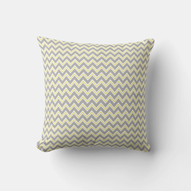 Retro Gray, Geel en Whtie Chevron Pattern Pillow Kussen (Voorkant)