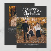 Retro Gray kerstfotofeestkaart Feestdagenkaart (Voorkant / Achterkant)