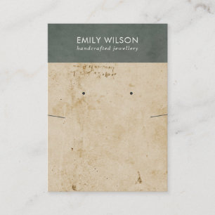 RETRO GRAY PAPER TEXTURE KETTING EARRING DISPLAY VISITEKAARTJE