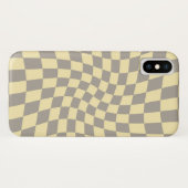 Retro Gray Yellow Pastel Warped Checkerboard Case-Mate iPhone Case (Achterkant (horizontaal))